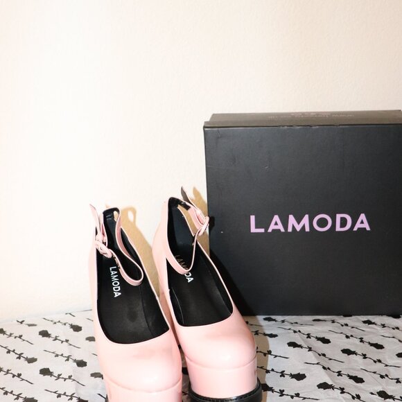 Lamoda Hot Pink Evil Attraction Mary Jane Platforms - Picture 2 of 5